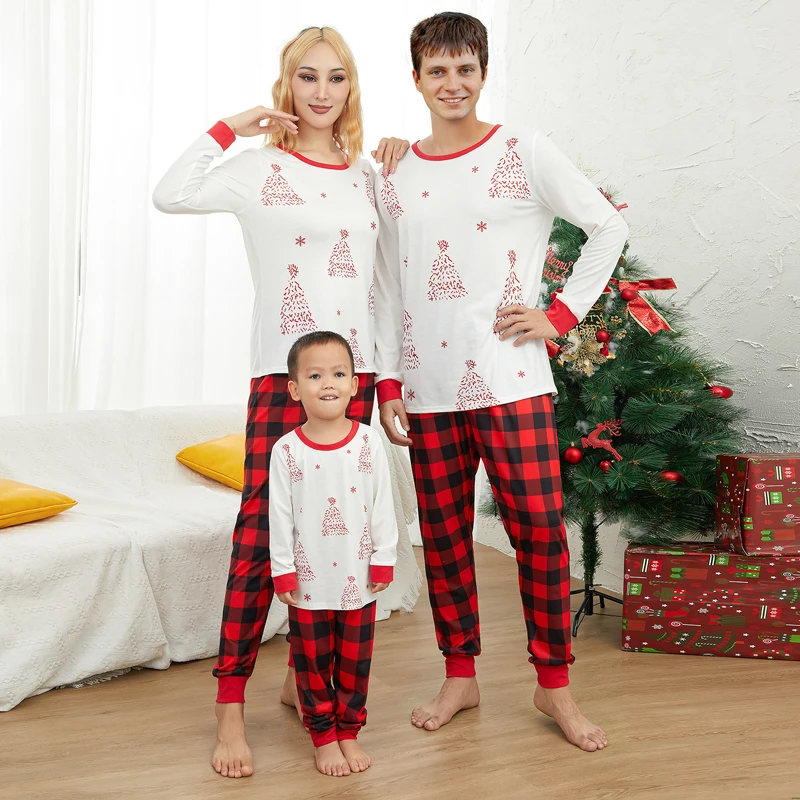 

Matching Family Christmas Pajamas Set Festive Long Sleeve Santa Claus Print Tops and Pants Sleepwear Ensemble