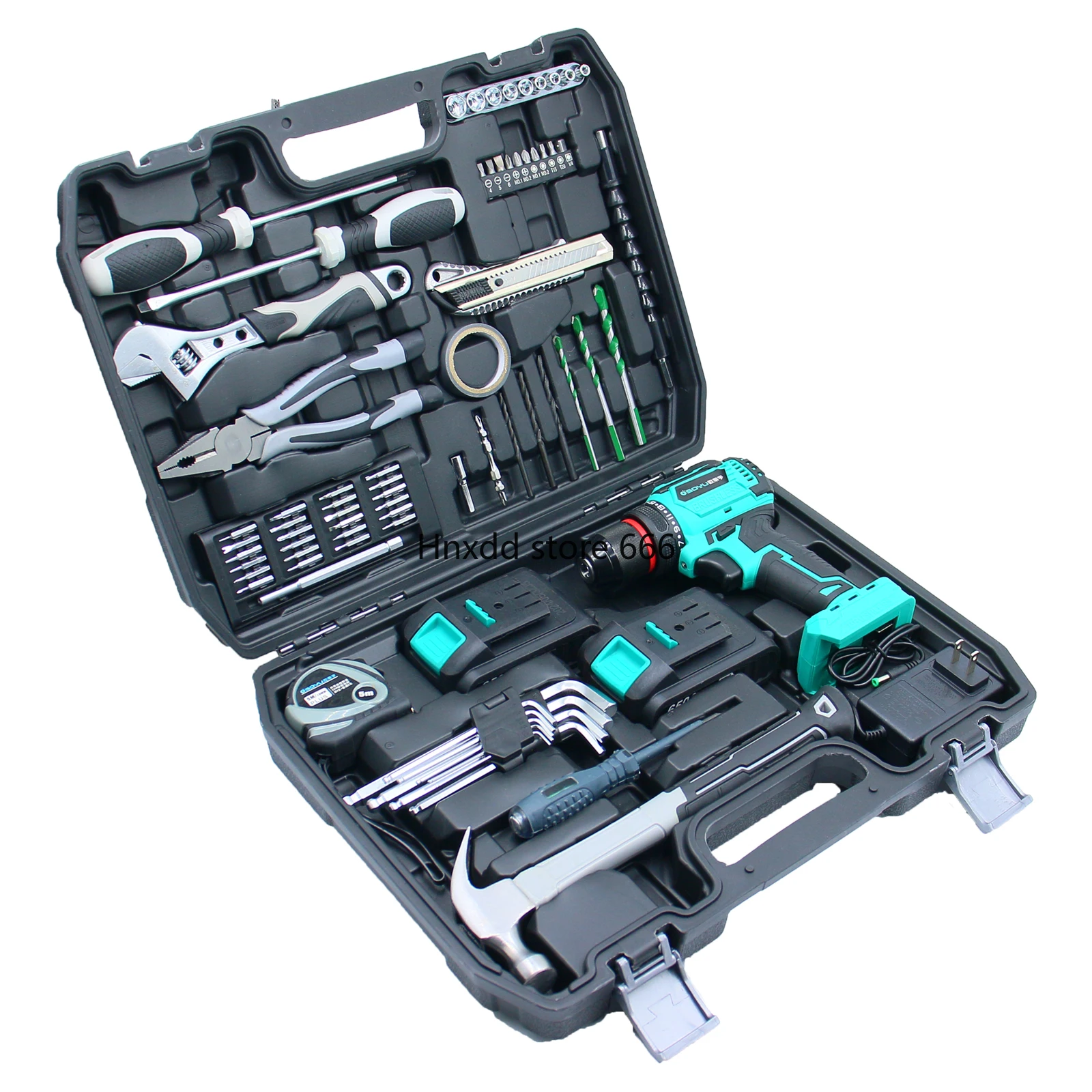 Brushless lithium battery drill household toolbox set pistol drill hardware multi-function