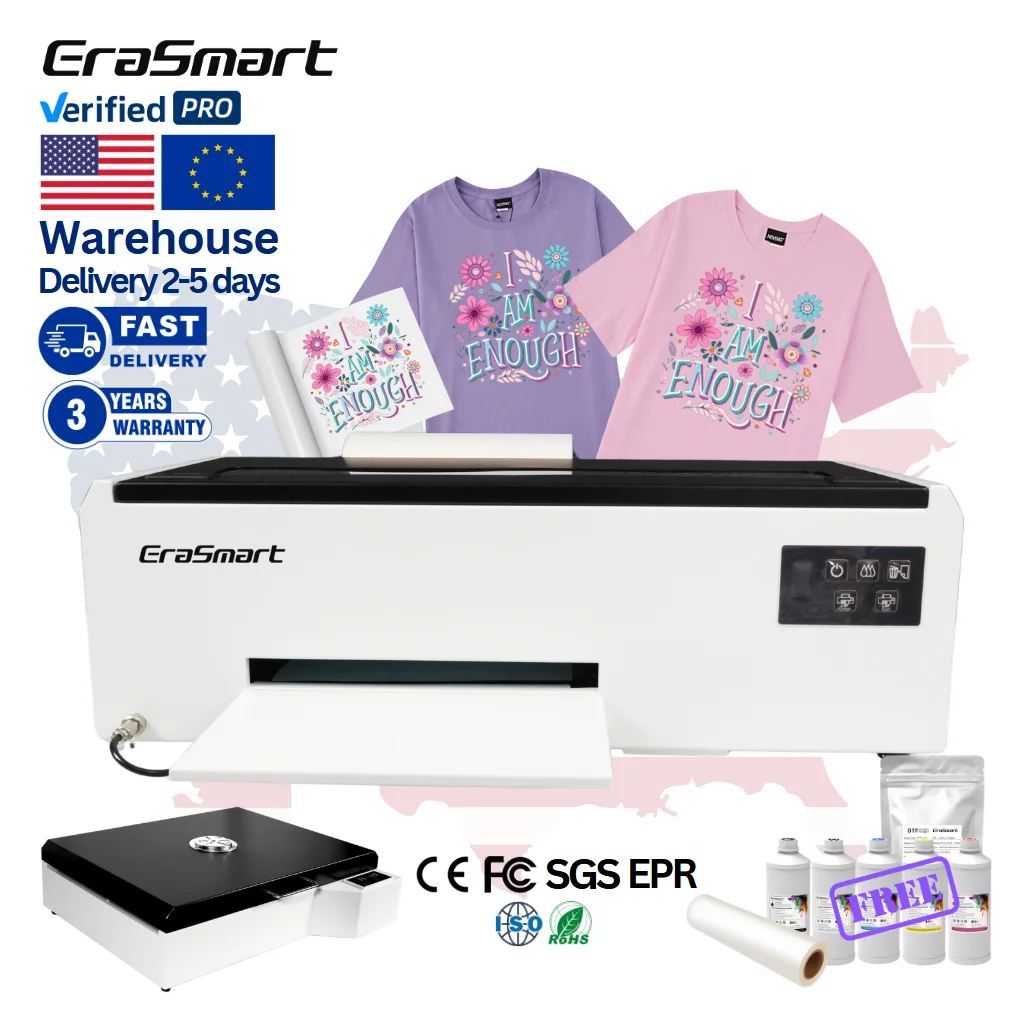 شحن مجاني Erasmart L805 رأس الطباعة A4 210 مللي متر Dtf طابعة تخصيص شعار النسيج آلة طابعة الملابس لتي شيرت