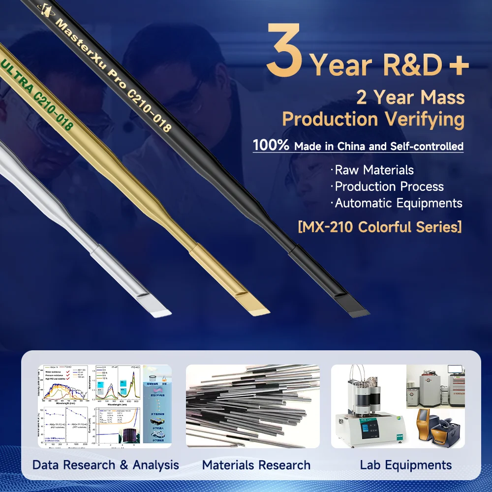 MasterXu MX C210 002 020 018 การประสาน Iron Tips Series Curve Sharp Blade สําหรับ JBC Original T210 จับ SUGON T36 T3602 เชื่อม