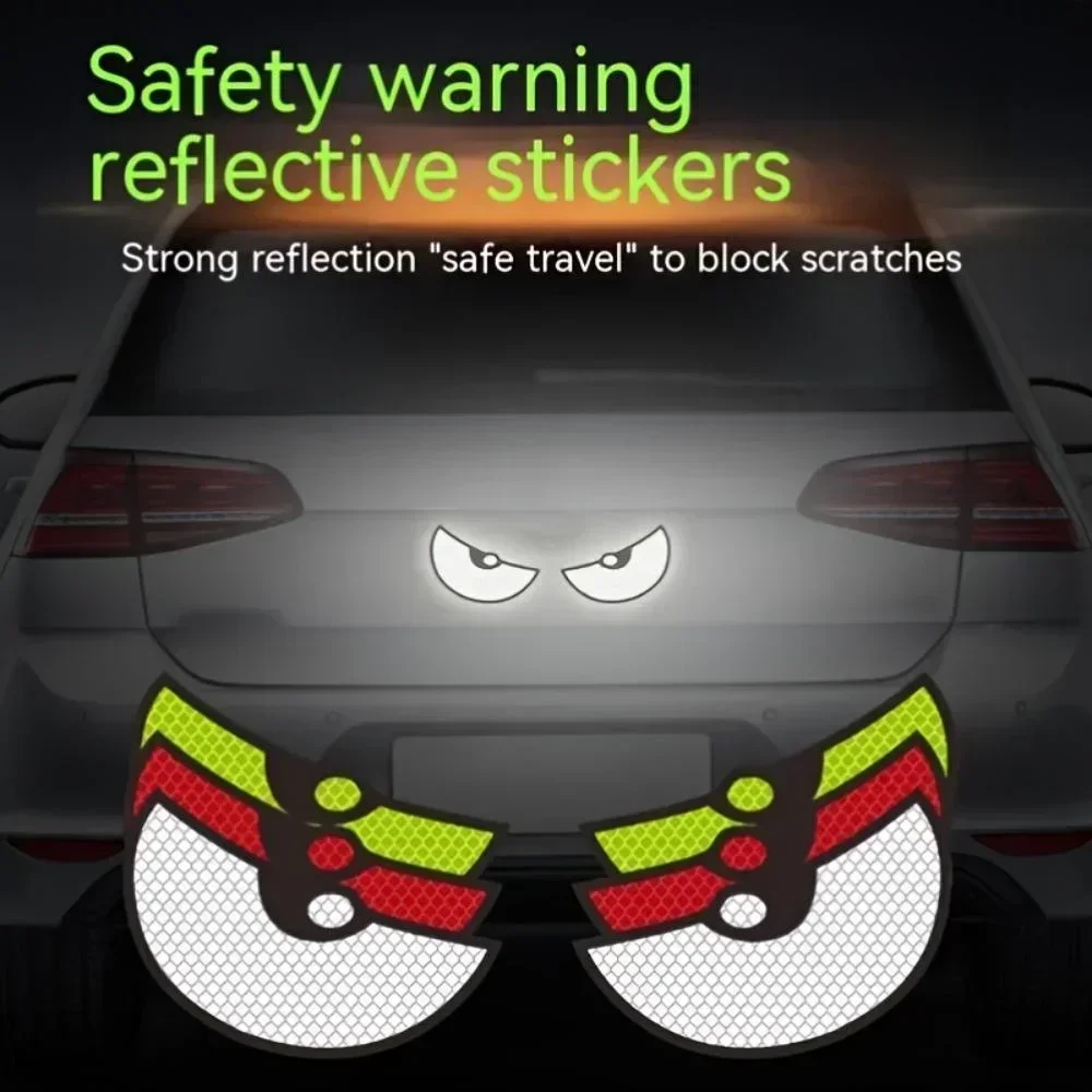 2Pcs/Set Car Stickers Eye Night Safety Driving Reflective Cute Caution Decal, Motorcycle Helmet Stickers Decals