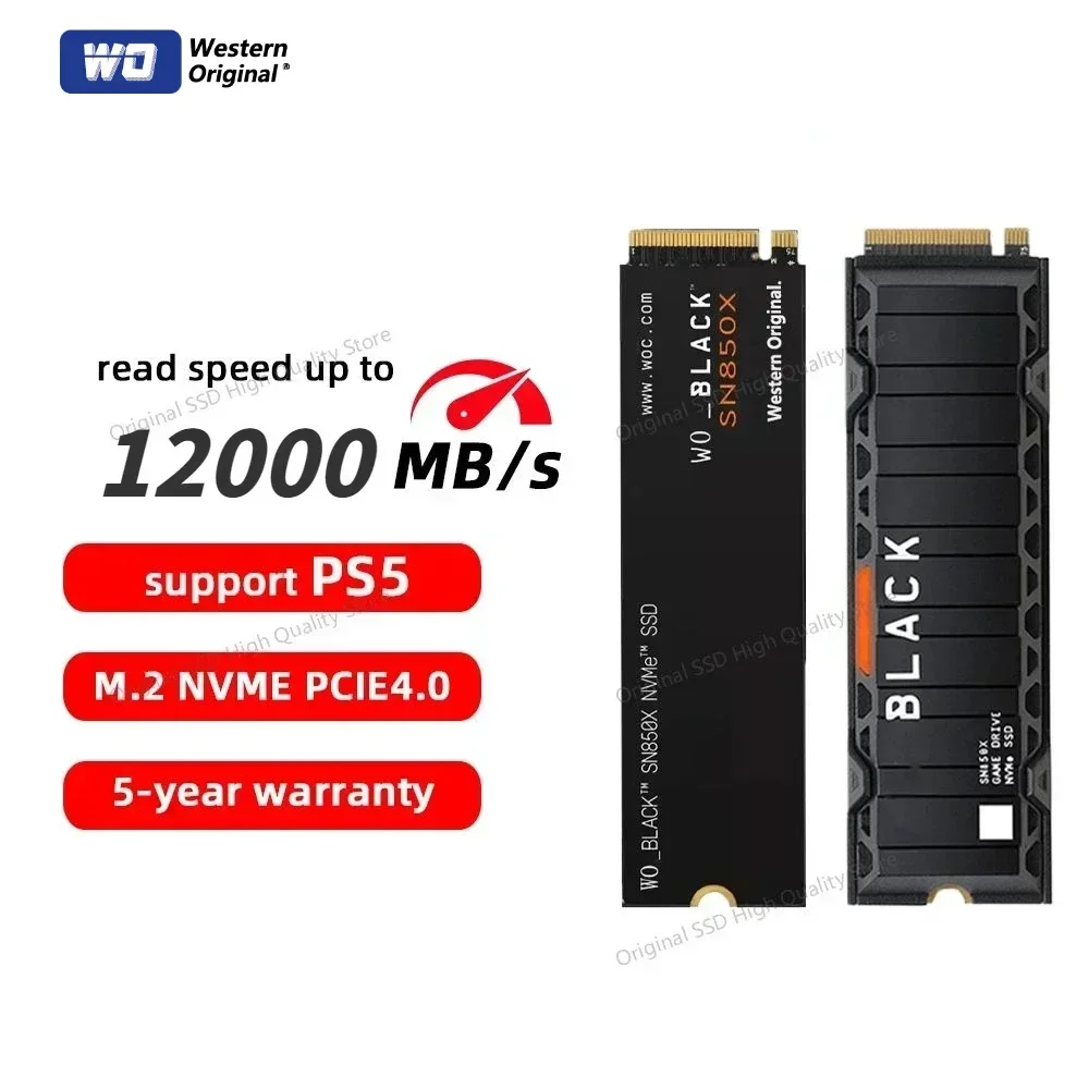 

SN850X SSD 1tb 2tb 4tb NVMe M2 SSD ps5 DRAM Cache PCIe 4.0x4 Hard Disk Internal Solid State Drive for Desktop