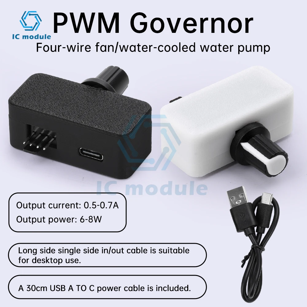 Mini PWM Speed Controller 4Pin Fan Speed Controller TYPE-C USB Interface Power Supply DIY Water Cooler Black/White