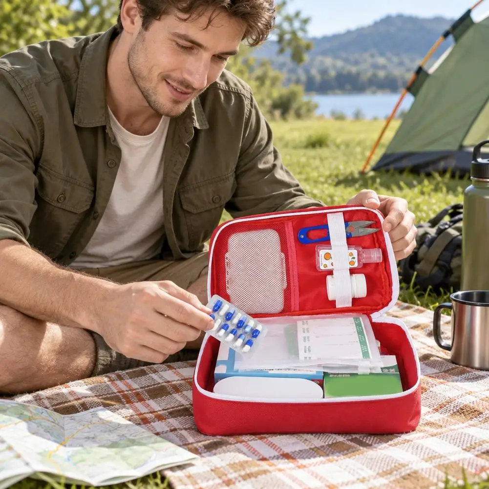 Portable Travel First Aid Kit - Outdoor Emergency Medical Storage Bag Family Dormitory Epidemic Prevention Health Kit