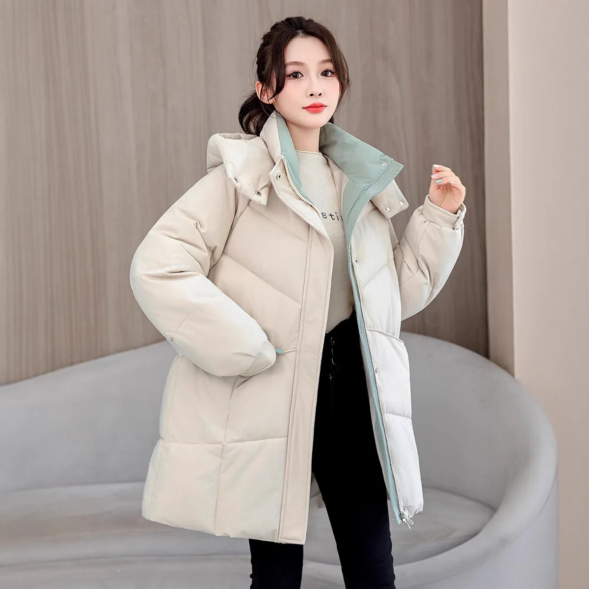 Novo outono/inverno feminino 2026 novo engrossado pão quente robe médio a longo comprimento casaco