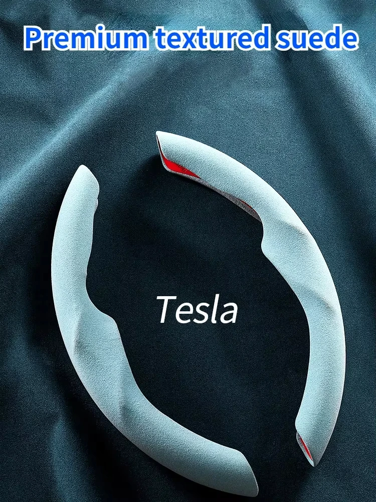 Geeignet für Tesla Modell 3/Y Auto Lenkrad Abdeckung Wildleder Carbon Faser Ultra-Dünne Schweiß Saugfähigen Anti-slip Lenker Auto – Detail 5