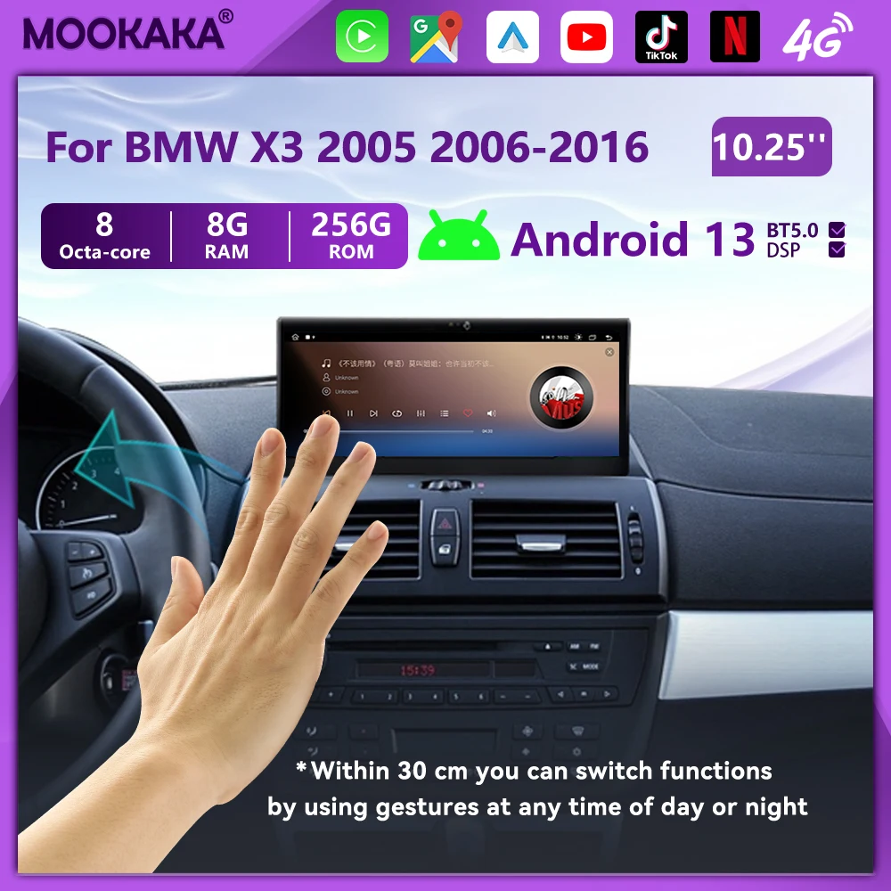 

Qualcomm New 10.25'' Carplay Android13 Car Radio For BMW X3 2005 2006-2016 Multimedia Video Player Auto GPS Stereo Autoradio BT