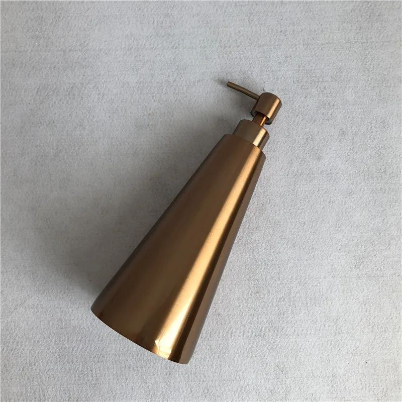 Dispensador de jabón de cocina de acero inoxidable 304, oro rosa, 800ml, cono grande, Hotel, KTV, botella de jabón de manos, botella de Gel de ducha