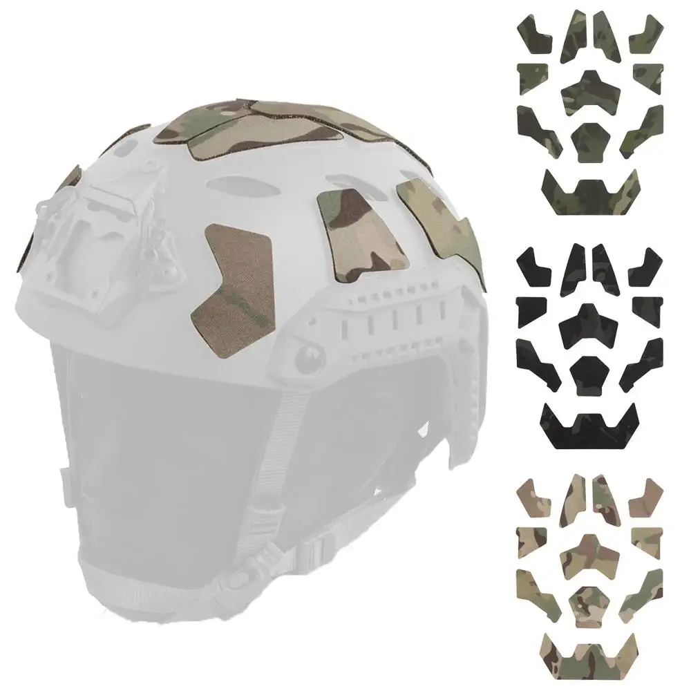 11Pcs Tactical Helmet Magic Sticker Airsoft Helmet Patches Hook and Loop MC camo Sticky for FAST SF High-Cut Helmet Accessories