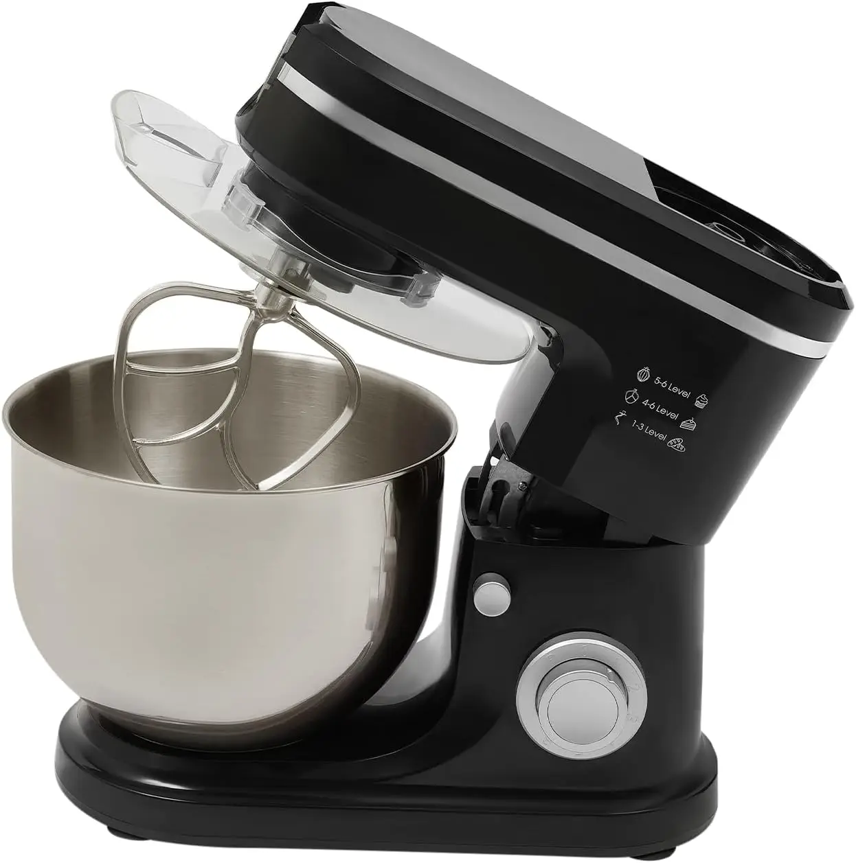 خلاط حامل متعدد الوظائف مع وعاء من الفولاذ المقاوم للصدأ ، خلاط طعام كهربائي ، رأس مائل ، مزيج مطبخ ، 6.34qt ، من 6 سرعاات ، 3 في 1