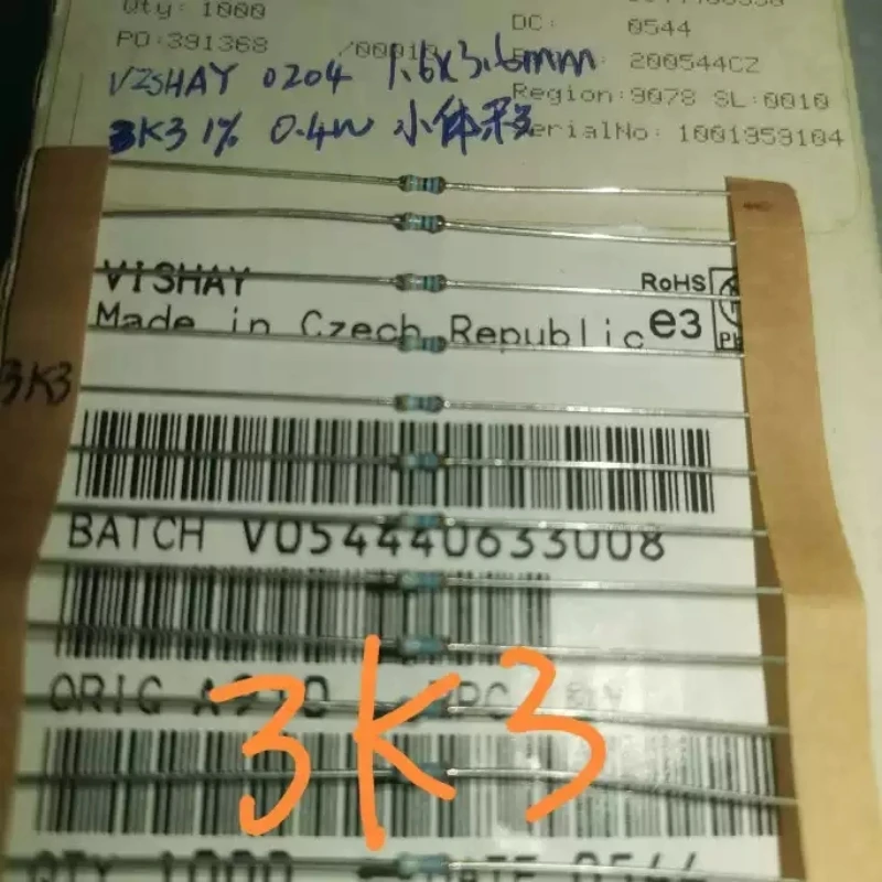 VISHAY 3.3K 1% 3K3 0204 Metal Film Resistor Small Size 1.6*3.6MM