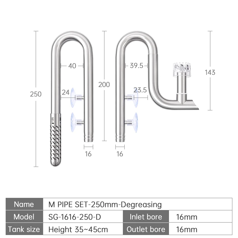 Week Aqua 304 Stainless Steel Filter Tube With Surface Skimmer For