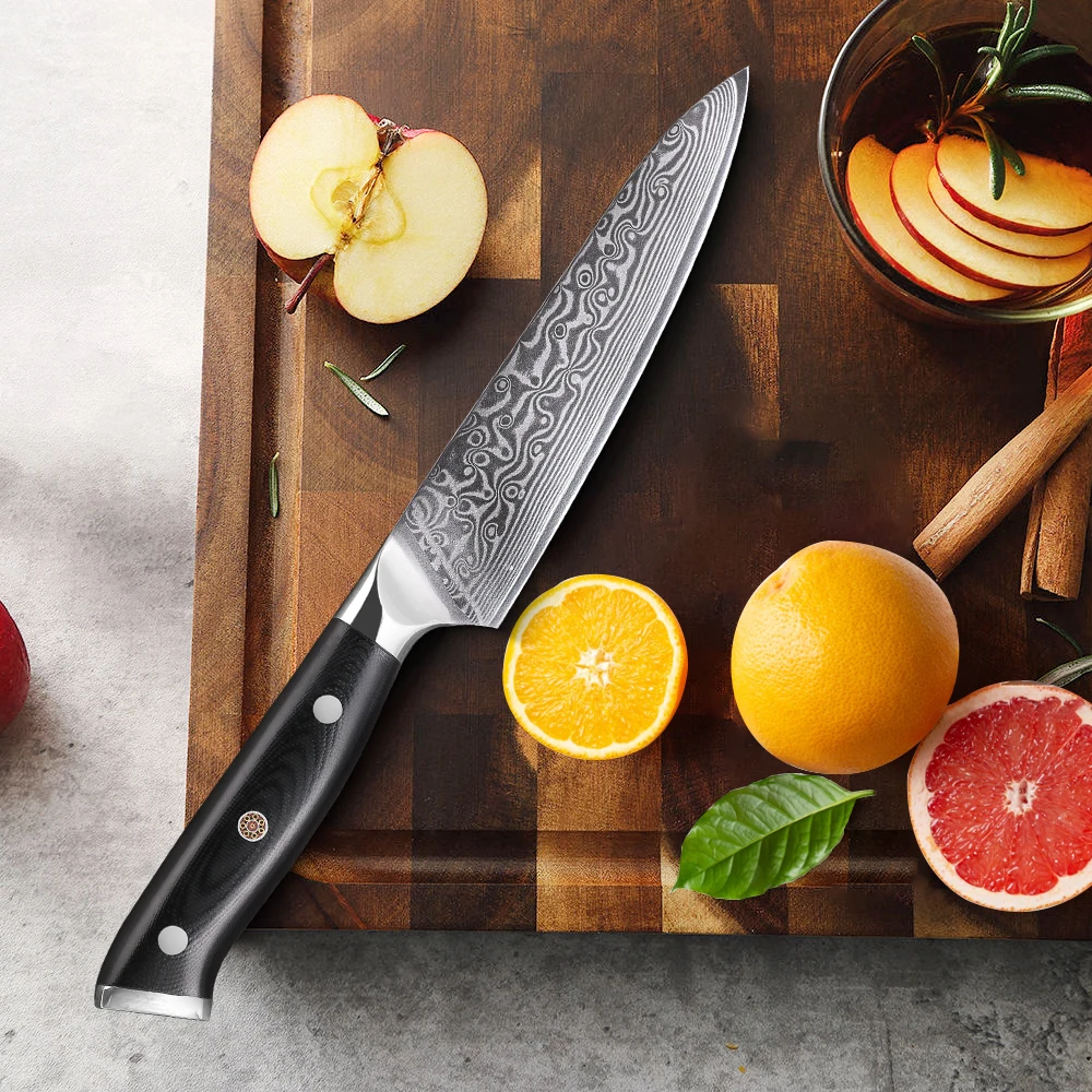 Turwho 5 Polegada faca utilitária 67 camada de aço damasco chef descascando faca frutas faca vegetal ferramenta cozinha g10 alça preta