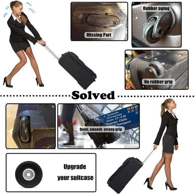 1 пара колес для багажа, сменный чехол на тележке, шкив, универсальные аксессуары, колеса для чемодана 20-28 дюймов для багажа
