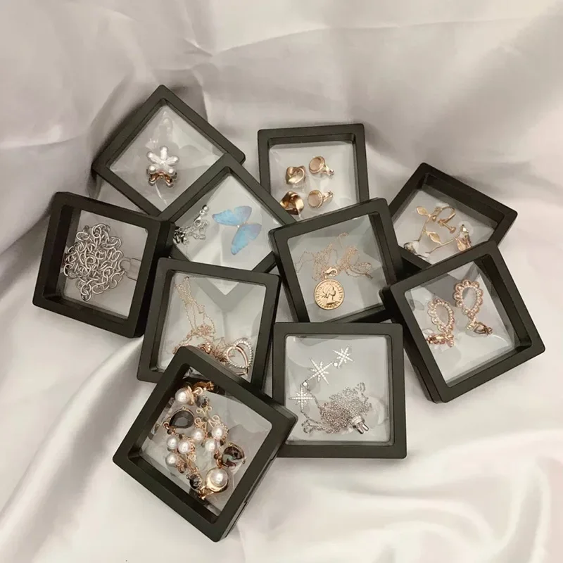 2025 3D Floating Picture Frame Shadow Jewelry Box Display Stand Ring Pendant Holder Protect Jewelry Stone Presentation Case