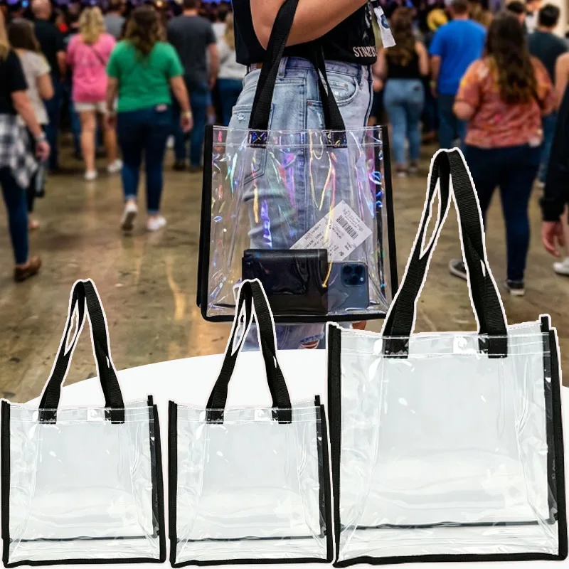 1-10PCS PVC Tote Bag High Appearance Clear Carryall with Top Handles and Crossbody Strap for Stadium Pitch Shopping Beach