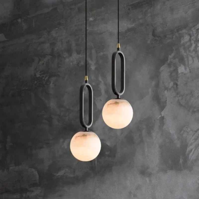 

Simple and Luxurious Bedroom, Bedside G9 Small Chandelier Living Room Sofa Background Wall All Copper Natural Marble Decoration