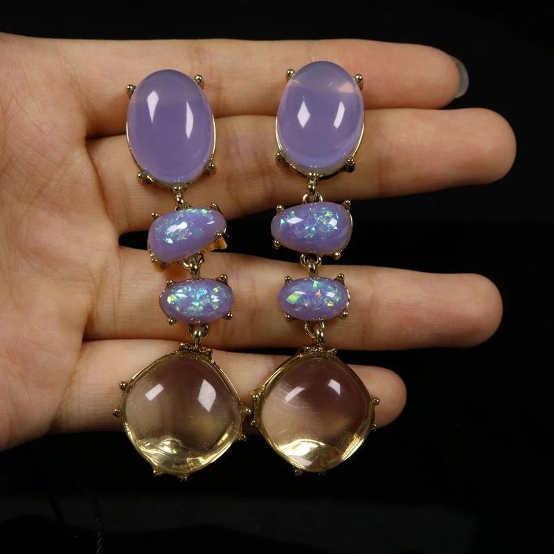 Long Pendant Glass Resin Geometry Earring Stud Sweet Party Jewelry For Women