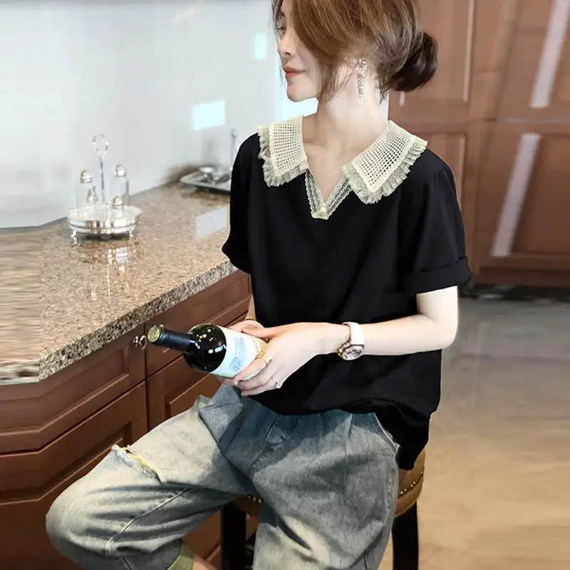 High Quality Cropped Ladies Polo Neck Tee Shirts Dry Fir Woman Original Top Youth With Aesthetic Hot Delivery Offer Lace Summer