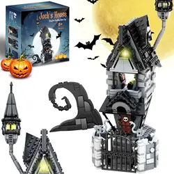 766pcs Building Blocks Haunted House Set Halloween Christmas House Building Blocks Building With Led Toys Gifts For Movie Fans