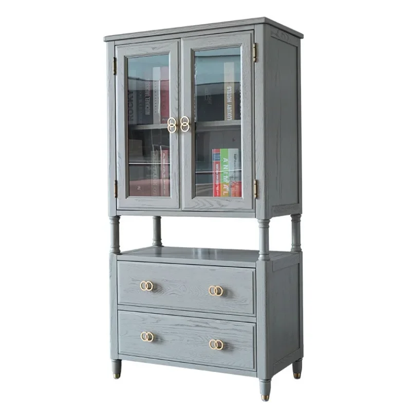 

American solid wood, all solid wood double door, wine cabinet storage, living room side cabinet combination