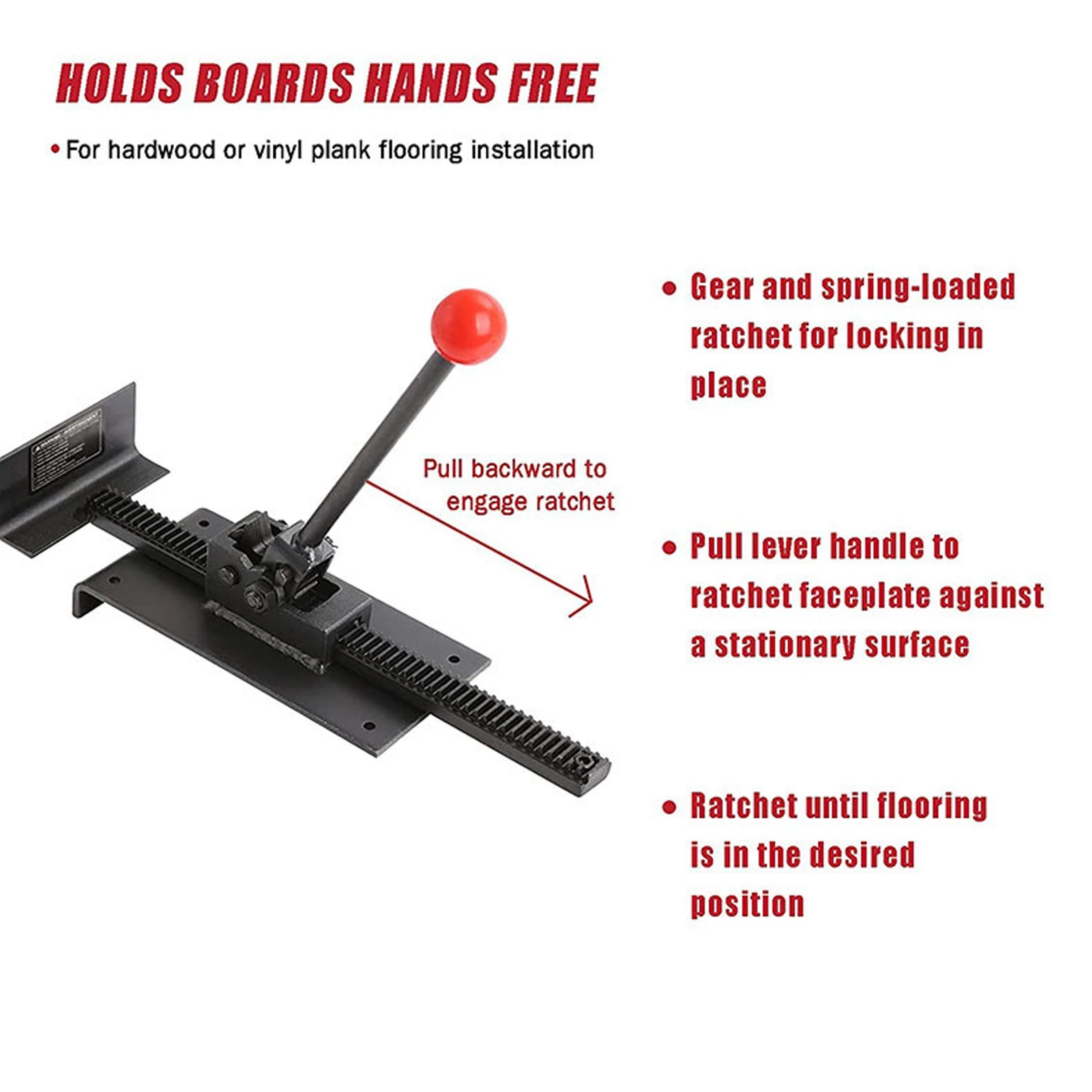 Flooring Jack Positioning Tool Ratcheting Hardwood Flooring Plank Jack Carbon Steel Laminate Flooring Installation Jack Tool