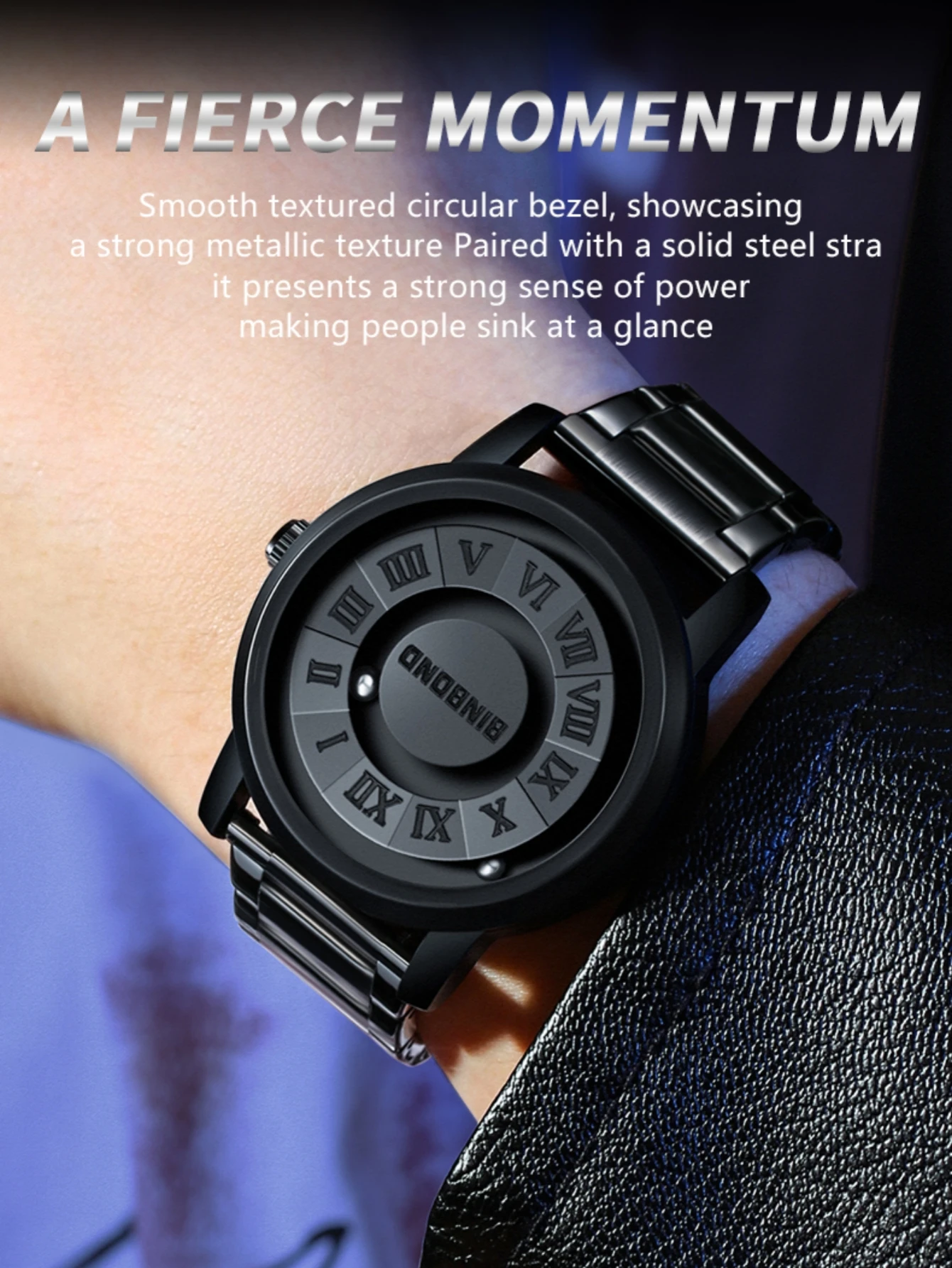 Montre d'affaires de luxe montre pour hommes 30M étanche noir conception personnalisée bracelet en acier inoxydable montre à Quartz pour hommes cadeau de mode