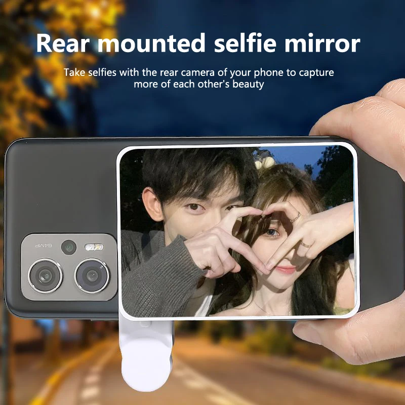 調整可能なリアセルフィーミラークリップ、屋外旅行写真電話、リフレクター用品、2 in 1、新品