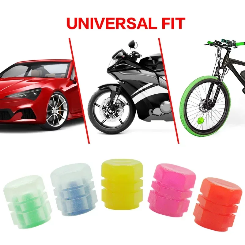 New Luminous Car Tire Valve Caps Wheel Tyre Rim Stem Covers Dustproof Waterproof for Auto Motorcycle Bicycle Glow In The Dark