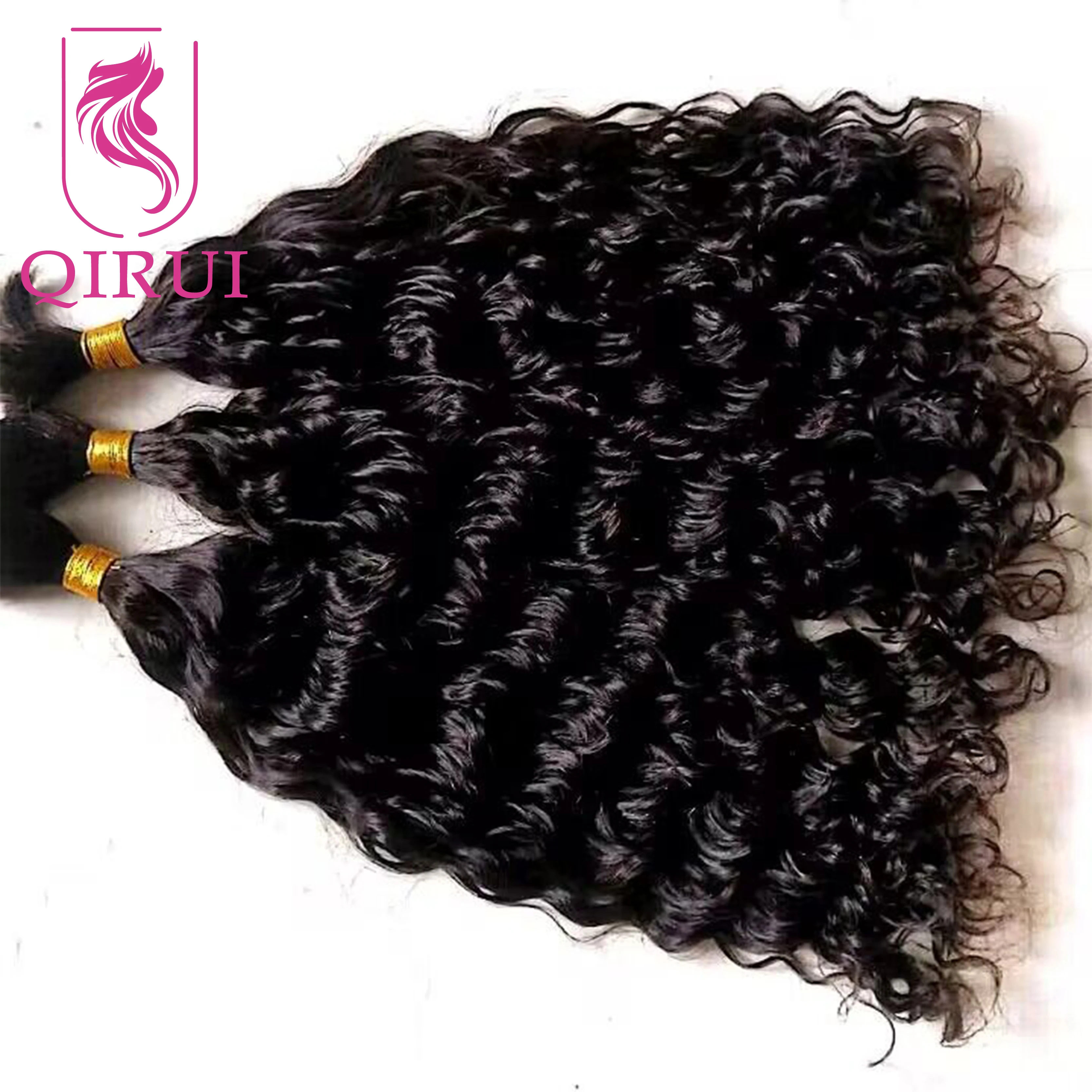 

Bulk Hair for Braiding Water Wave Bulk Human Hair No Weft Double Drawn Full Ends Burmese Curly Hair Bundles for Boho Braids