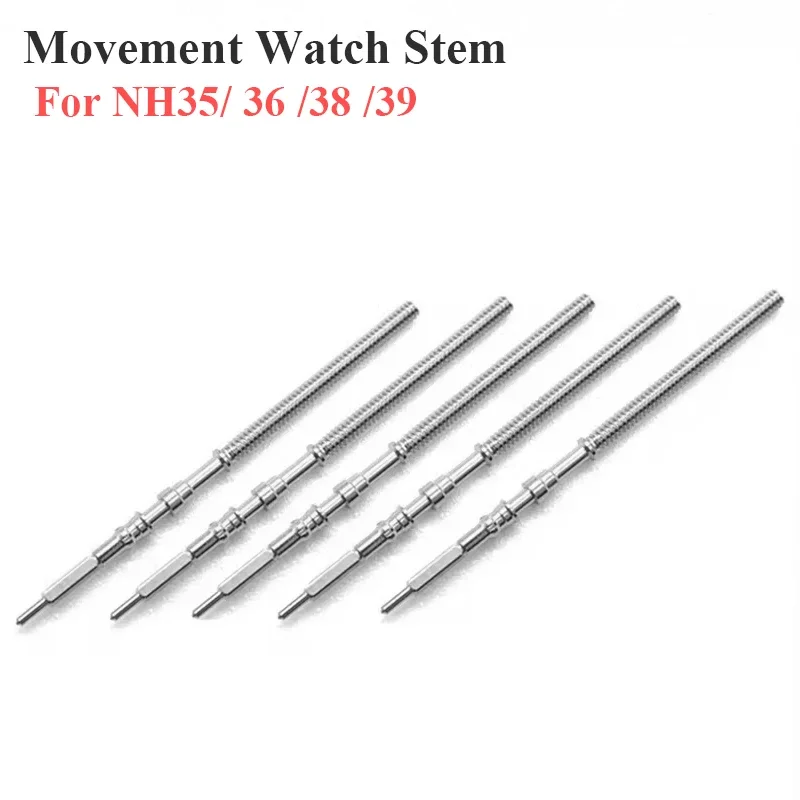 5pcs Watch Stem Stainless Steel Spare Parts Fit NH39 NH38 NH36 NH35 Crown Automatic Mechanical Movement Watch Parts Crown Stem