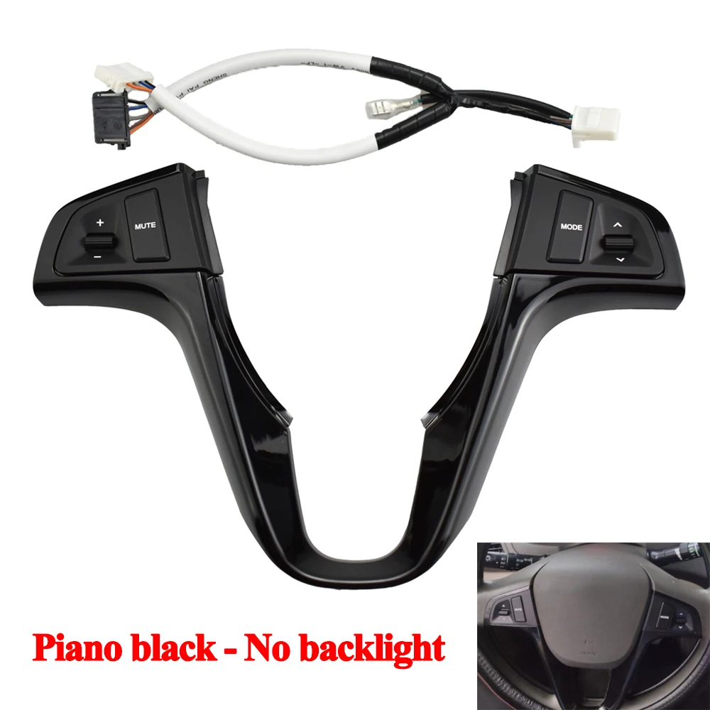 Piano Black / Silver Button Switch For Hyundai Verna Solaris Steering Wheel Audio Volume Music Control Button With Backlight