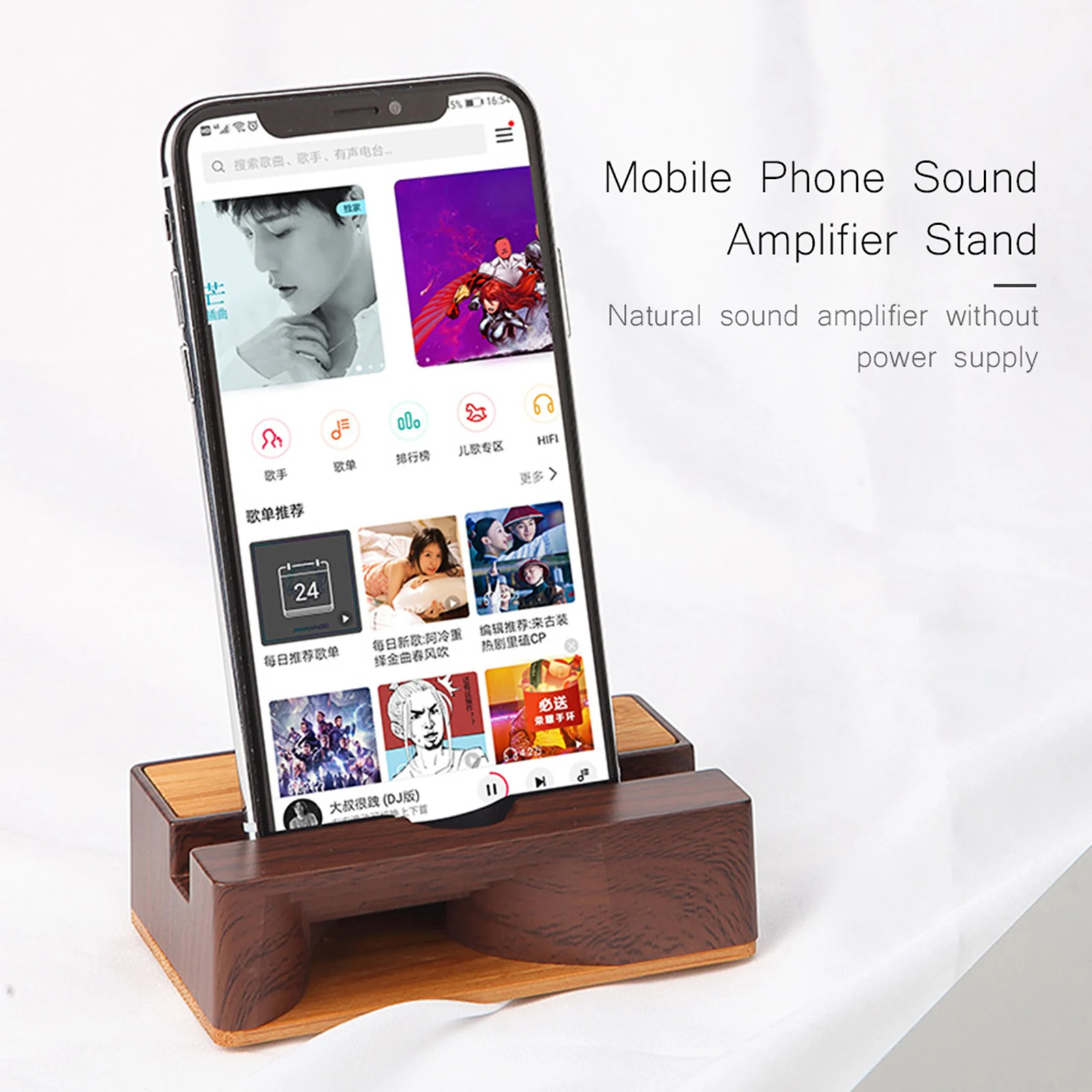 Mobile Phone Sound Amplifier Stand Wooden Cell Phone Stand with Sound Amplifier Phone Holder Desk Support