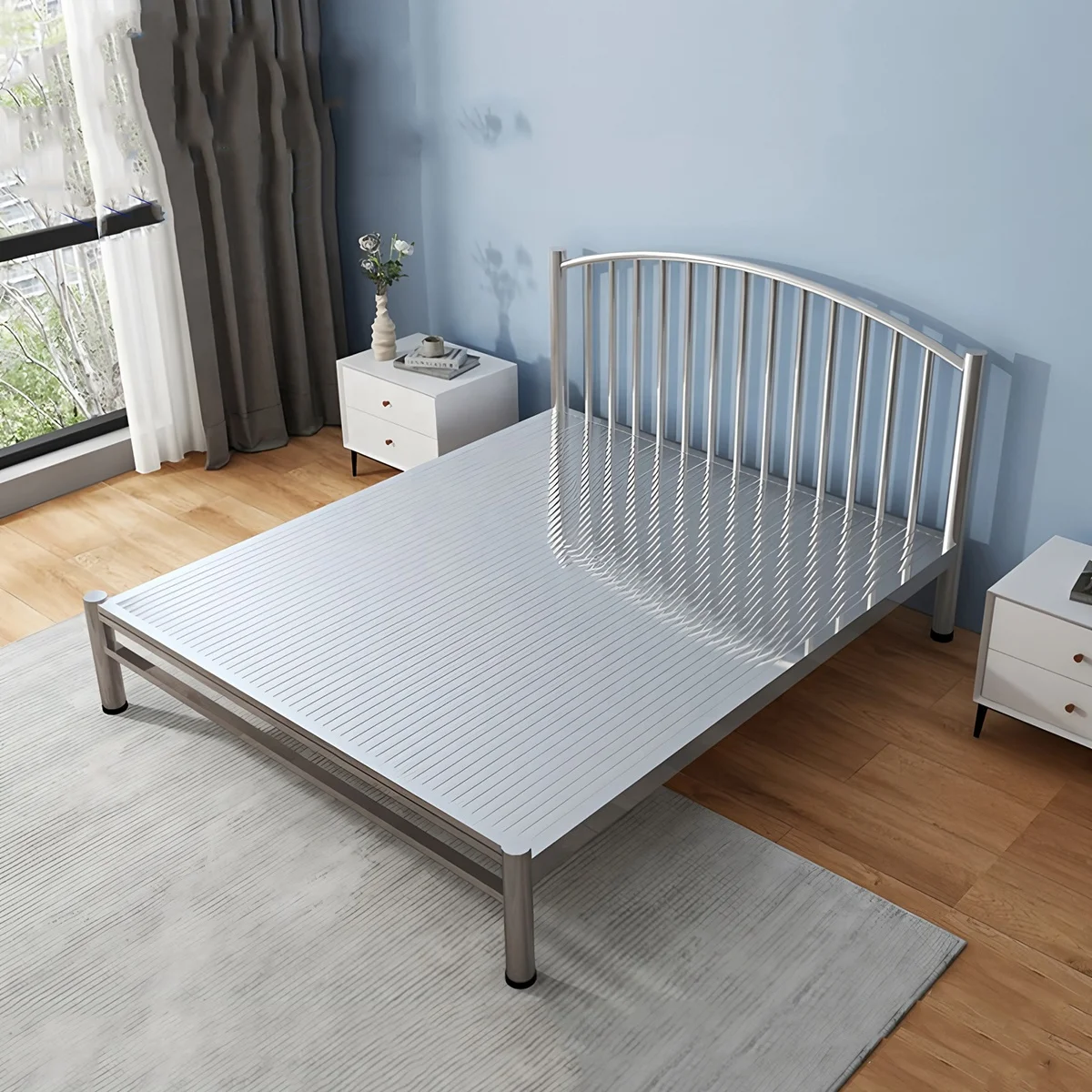 لوح سرير من الخشب الصلب عالي الجودة سميك من الفولاذ المقاوم للصدأ قابل للتعديل سرير مفرد مزدوج حديث للأطفال والكبار للمدرسة