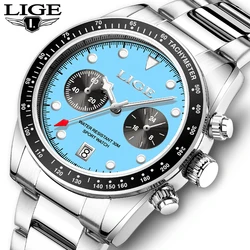 LIGE Man Watch Casual Quartz Wristwatch Male Luxury Waterproof Stainless Steel Watches for Men Date Luminous Clock Reloj Hombre