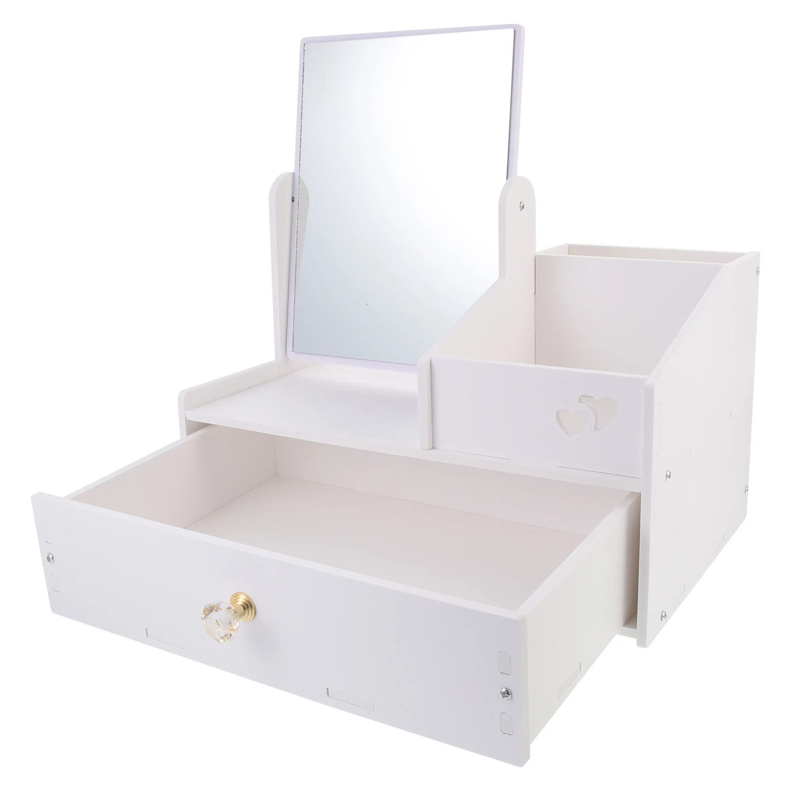 درج صندوق تخزين قسط PVC منظم مستحضرات التجميل سطح المكتب أشتات حامل مرآة مجوهرات حقيبة مستحضرات تجميل صندوق درج تخزين