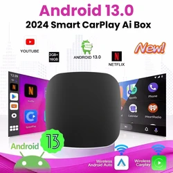 Android 13 Ai Box cableado a inalámbrico Carplay Android Auto adaptador WiFi para Youtube Nexflit coches Smart Ai Box Bulit in Play Stroe