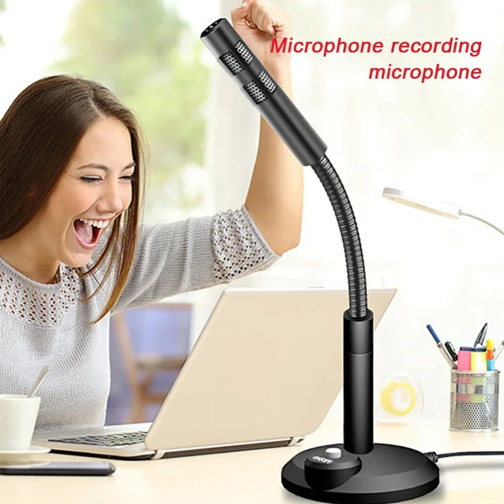 Description Picture 2 of item3.5mm Studio Microphone Speech Mic Stand Holder USB Desktop Wire Gaming Mic Mini For PC Notebook Podcast Recording Studio