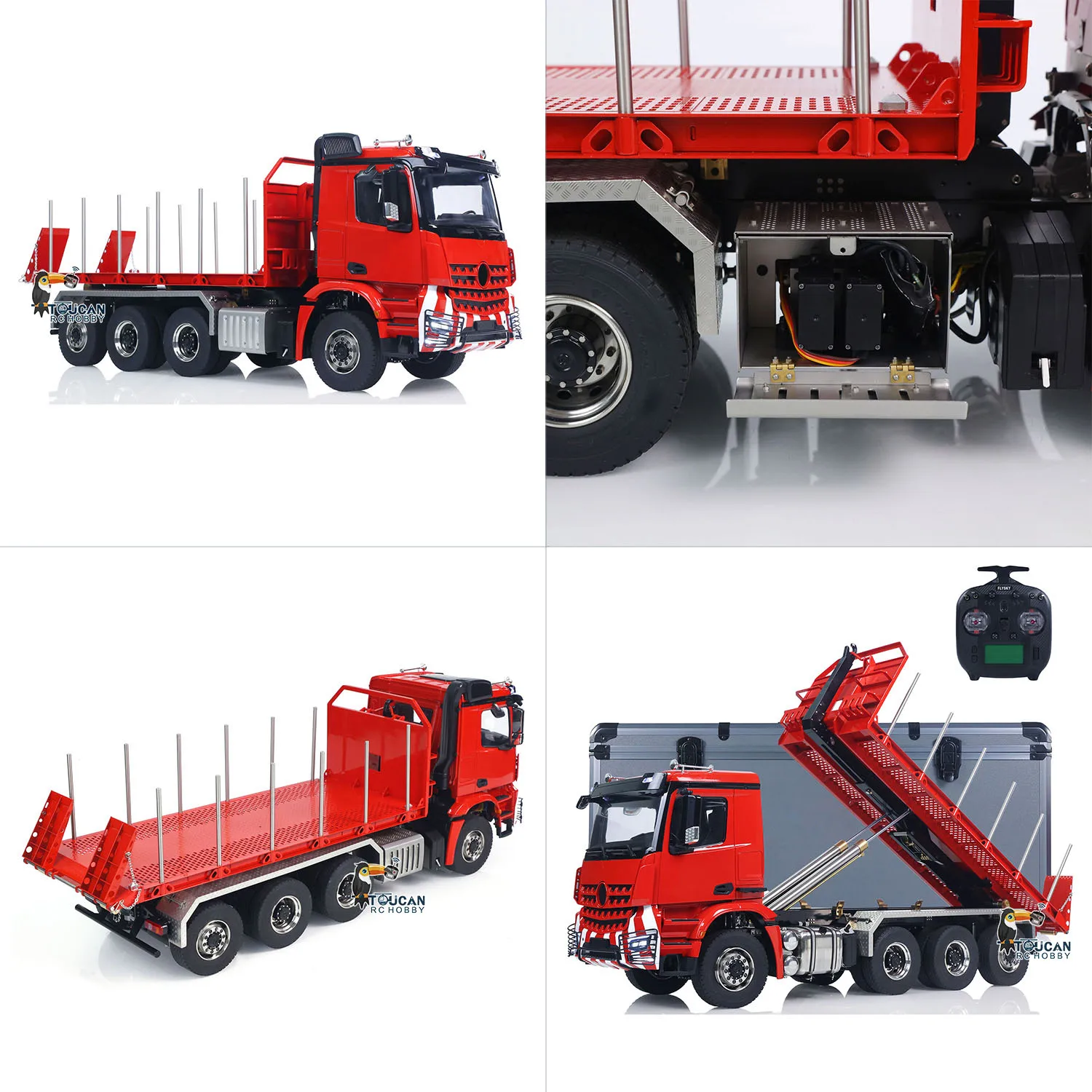 

Toys 1/14 8x8 Hydraulic Timber Flatbed Truck Full Dump Cars Rear Axle Lifting Steering DIY Finished Sound Light Tipper