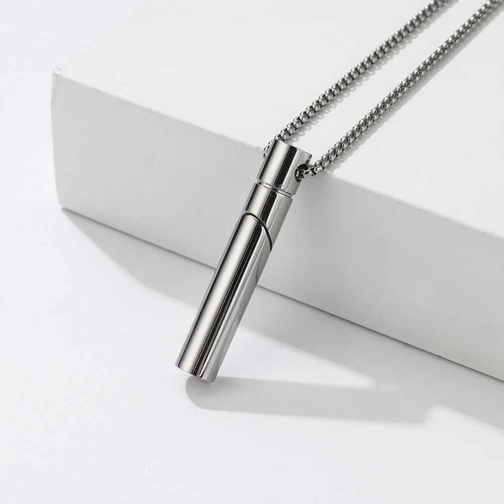 Aromatherapy Geometry Pendant Titanium Steel Thread Can Open Meditation Breathing Stress Relieving Necklace Fashion Jewelry