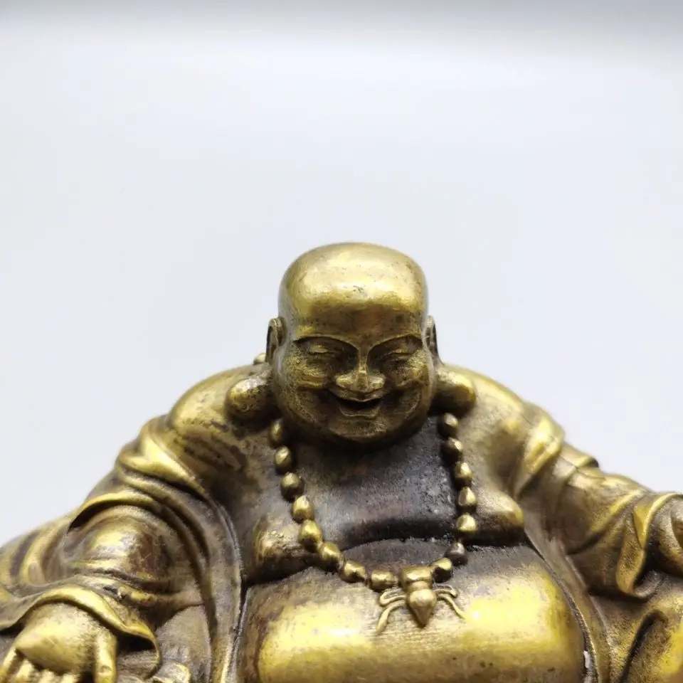 Copper good luck fat Laughing Maitreya Buddha Statue Buddhist sitting Buddha Statue Office Home Decor Gift view 5