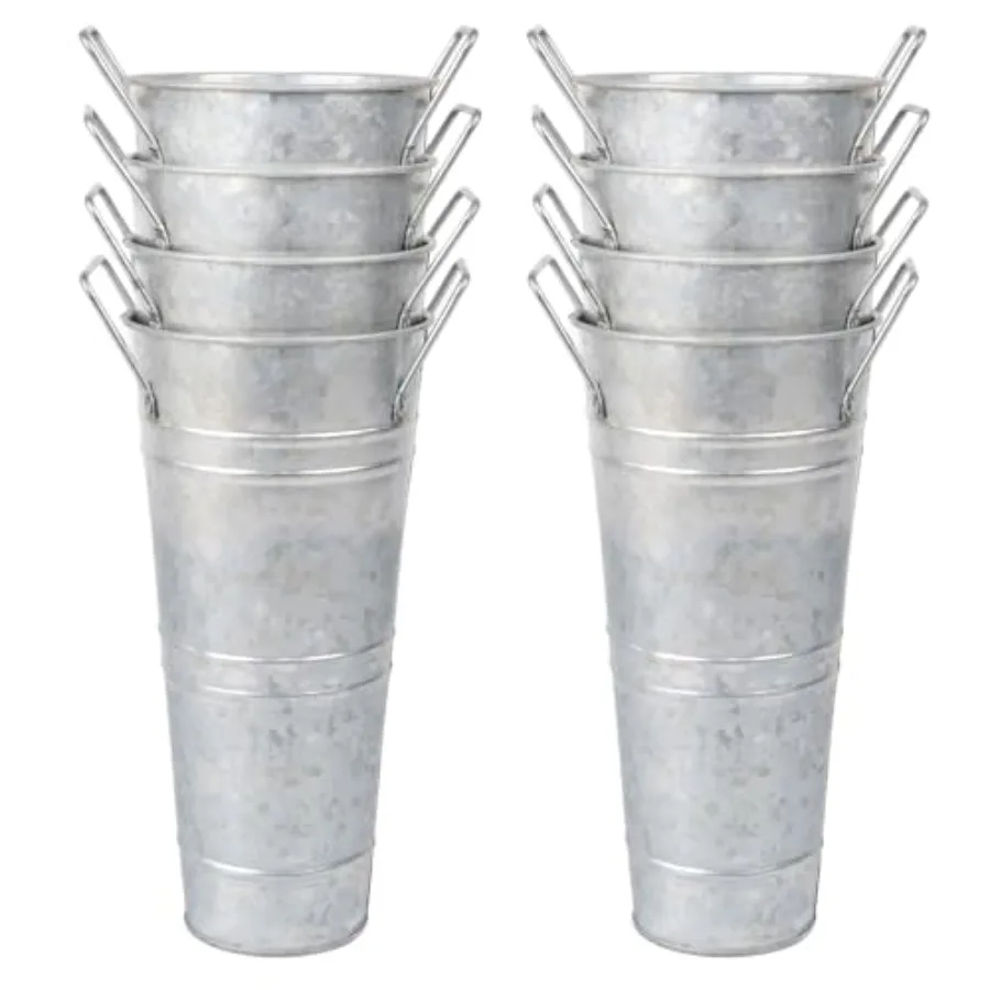 

Small Galvanized Flower Bucket 8 Pack 10" Height, 4.33" Top Opening Tabletop Size for Flower Buckets for Flower Bar Supplies, B