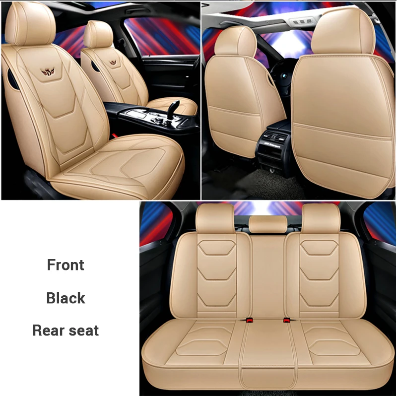 Premium PU Car Seat Cover Vehicle Seat Cushion Full Wrapping Edge Seat Protector Universal for Most Car Models SUV Van Truck