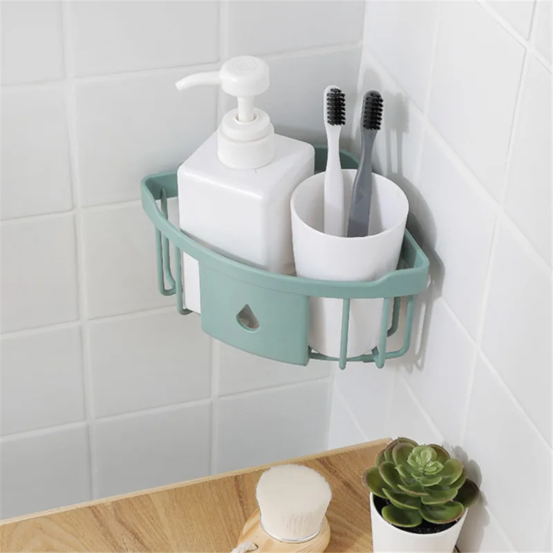 Kitchen Free Hole Shelf Bathroom Bathtub Wall Mounted  Storage Rack Organizer  Accessories Shower  Corner