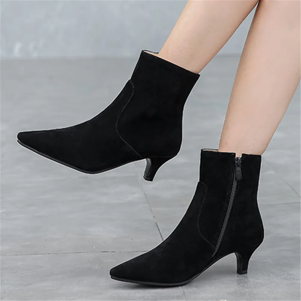 2025 Pointed Toe Stiletto Heel Women Boots Fashion Ankle Boots Women Shoes Zipper Cheap High Heel Boots Shoes Woman Size31 32 33