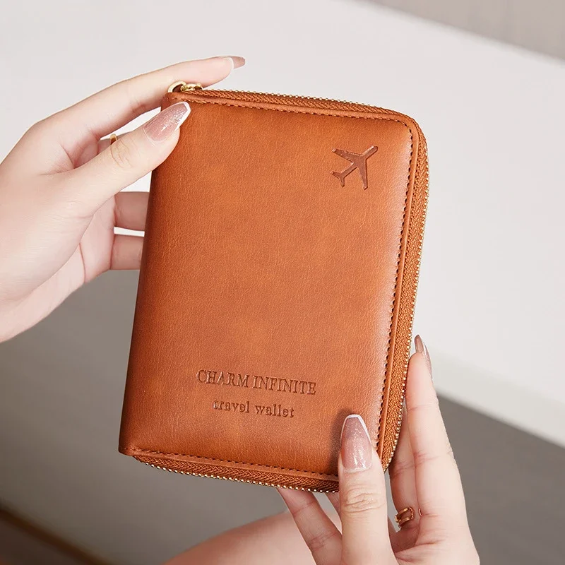 Passport Cover Passport Holder Travel Wallet Ticket Credit Card Bag Multifunctional Zipper Wallet Business Card Case Wallet