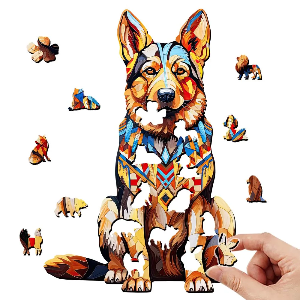 Wooden jigsaw dog gift box Exquisite gift Irregular animal shape jigsaw personalized senior unique gift family interaction