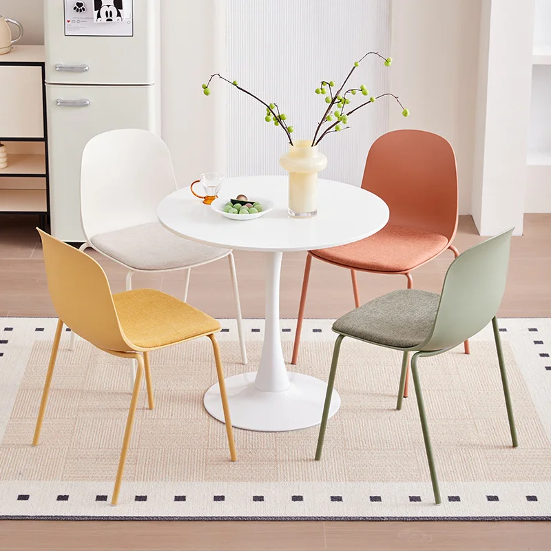 

Nordic home dining chair designer wrought iron plastic stool cafe milk tea shop chair Internet celebrity leisure office chair