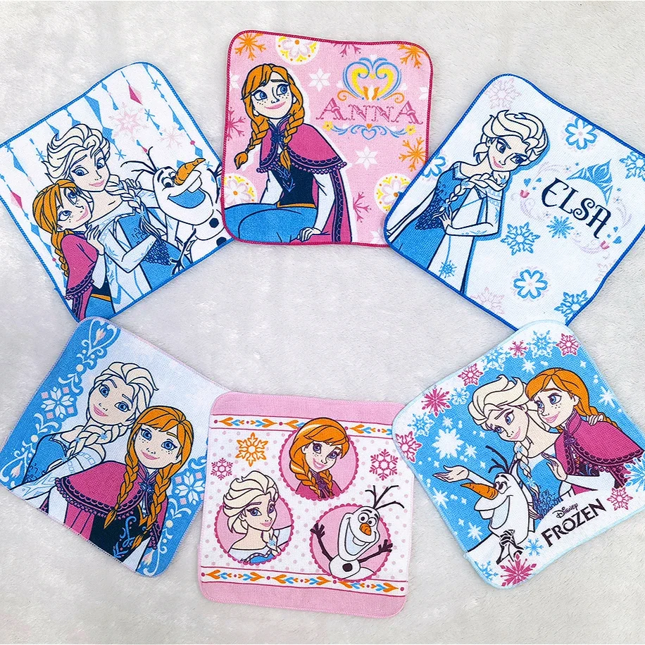 20*20cm Disney Frozen Princess Series Towel Children's Mouth Wipe Hands Kindergarten Small Square Portable Small Handkerchief