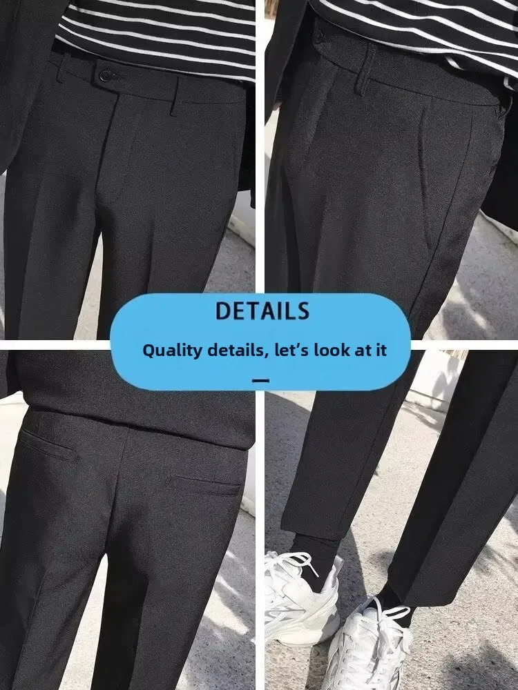 Traje Casual para Hombre, Dos Piezas, Corte Slim Fit, Estilo Formal Coreano, Traje de Novio, Ropa de Vestir Occidental para Novio
